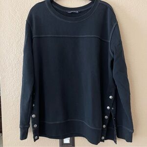 Abercrombie & Fitch Black Crewneck Sweater with Snap Side Buttons